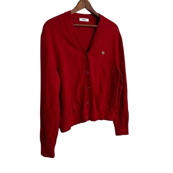 Polham V-neck Long Sleeve Button Front Rayon Blend Knit Cardigan Red Small - Picture 2 of 7